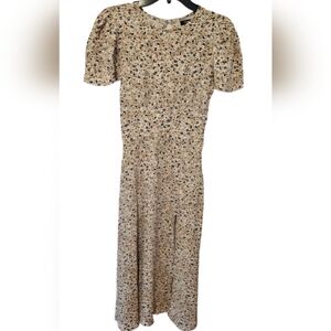 AFRM Beige Print Lala Midi Dress Women's Size Small NWOT
